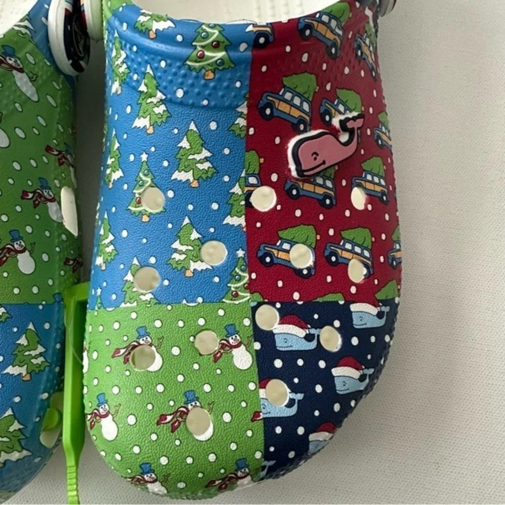 CROCS Vineyard Vines HOLIDAY PATCHWORK CLOGS Size 4 Kids